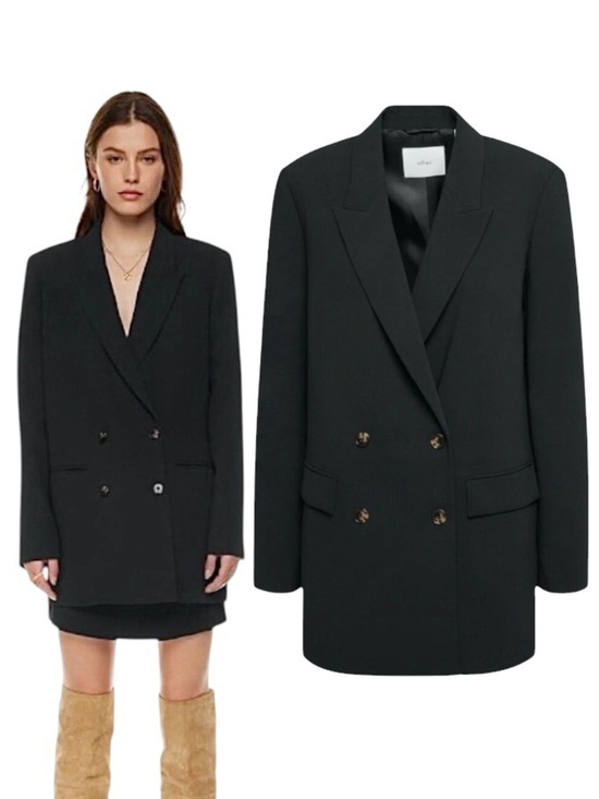 Wilfred Jackets & Blazers - NWT Aritzia Wilfred Cherelle Black Oversized Blazer Sz S Double Breasted Career